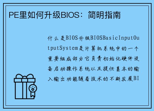 PE里如何升级BIOS：简明指南